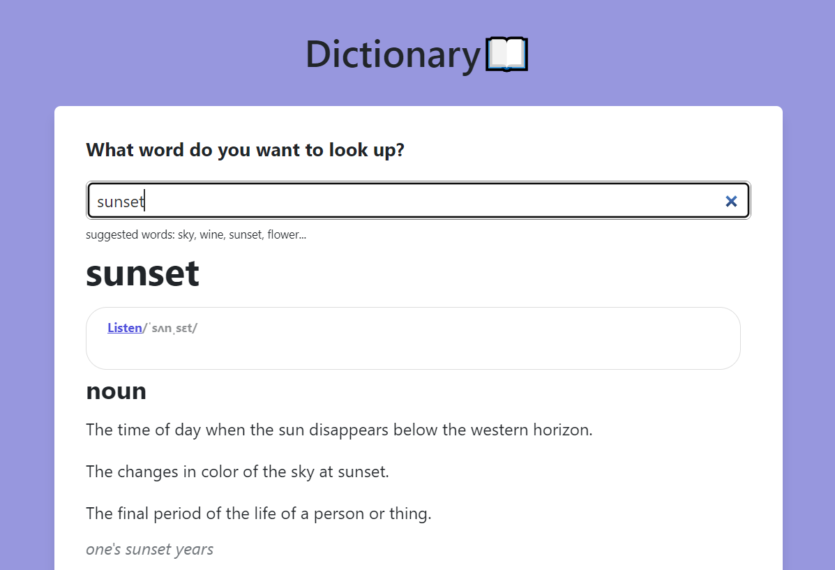 Dictionary app